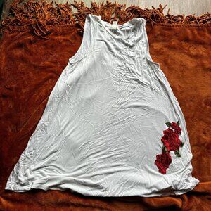 Flowy mini dress with rose detail